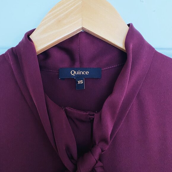 Quince Washable Stretch Silk Tie Neck Blouse - Picture 4 of 9